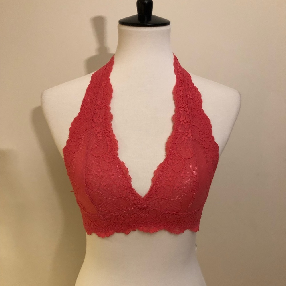Hot pink lace bralette